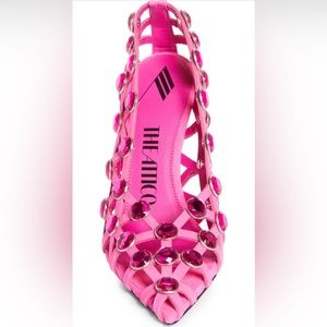 The Attico Grid Crystal Embellished Pointed toe pump